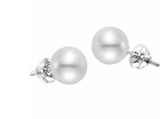 Freshwater 8-8.5mm Pearl 14kt White Gold Earrings