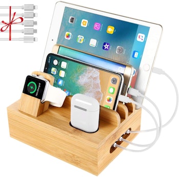 Bamboo Charging Station Dock for Multiple Devices