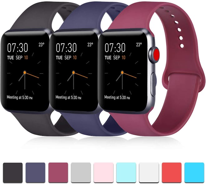 ATUP Apple Watch Band 3-Pack, Black/Navy Blue/Wine Red