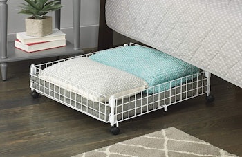 Whitmor Rolling White Wire Underbed Cart