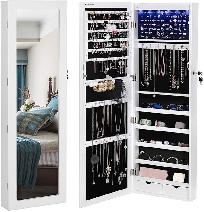 SONGMICS Wall/Door Mounted Jewelry Armoire with Mirror