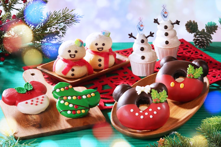 An assortment of holiday and Mickey Mouse-shaped treats are available at Hong Kong Disneyland.