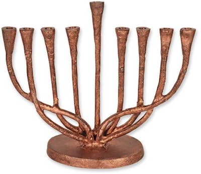 Rustic Copper Finish Hanukkah Menorah