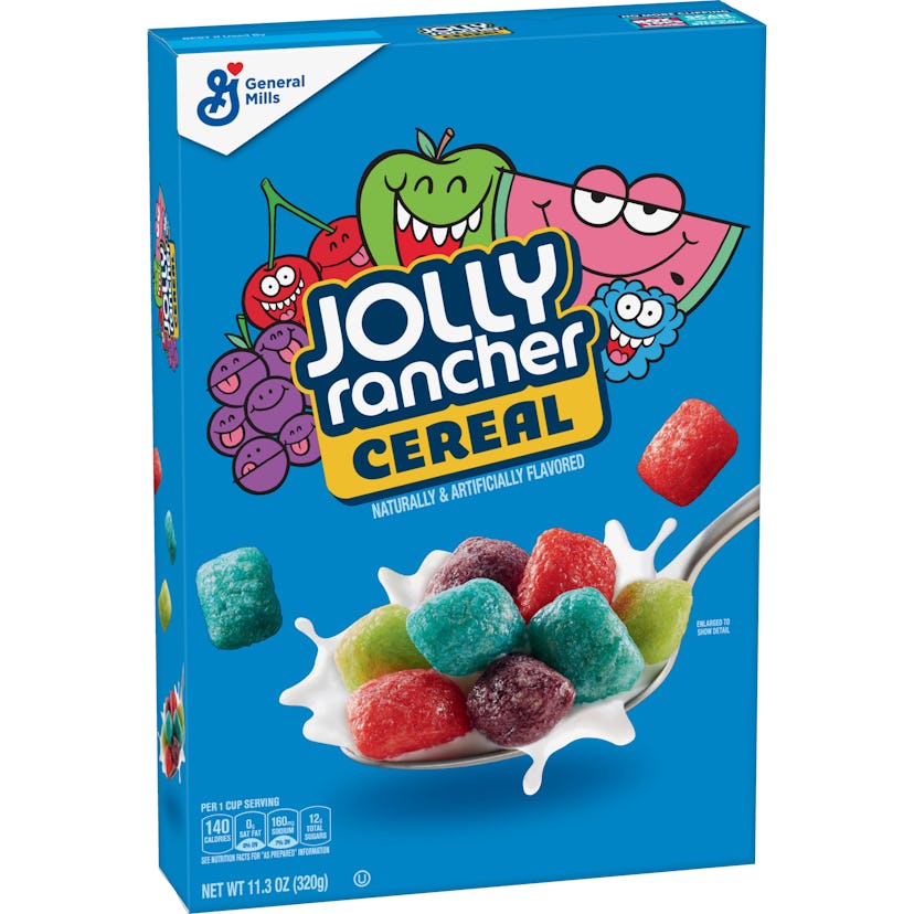 Post's Jolly Rancher Cereal includes classic flavors like blue raspberry, green apple, and watermelo...