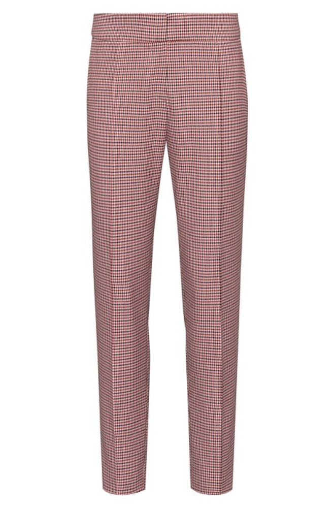 Slim-fit pants with micro-houndstooth pattern