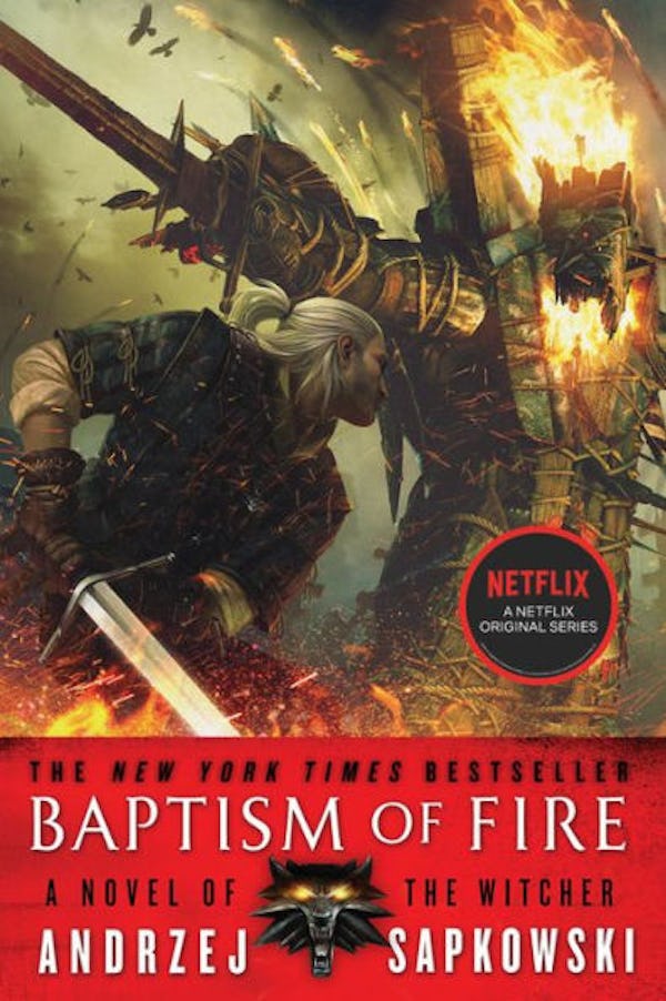 The 'Baptism of Fire' cover from 'The Witcher' series