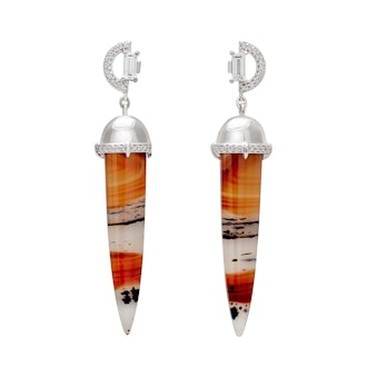 Sunset Chalcedony Theda Drop Earrings White Gold