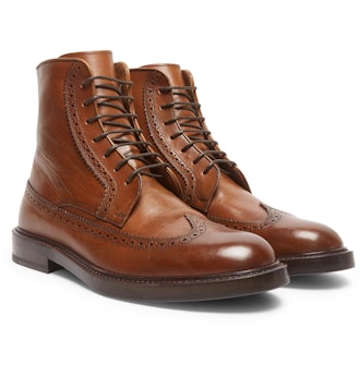 Brunello Cucinelli Leather Brogue Boots