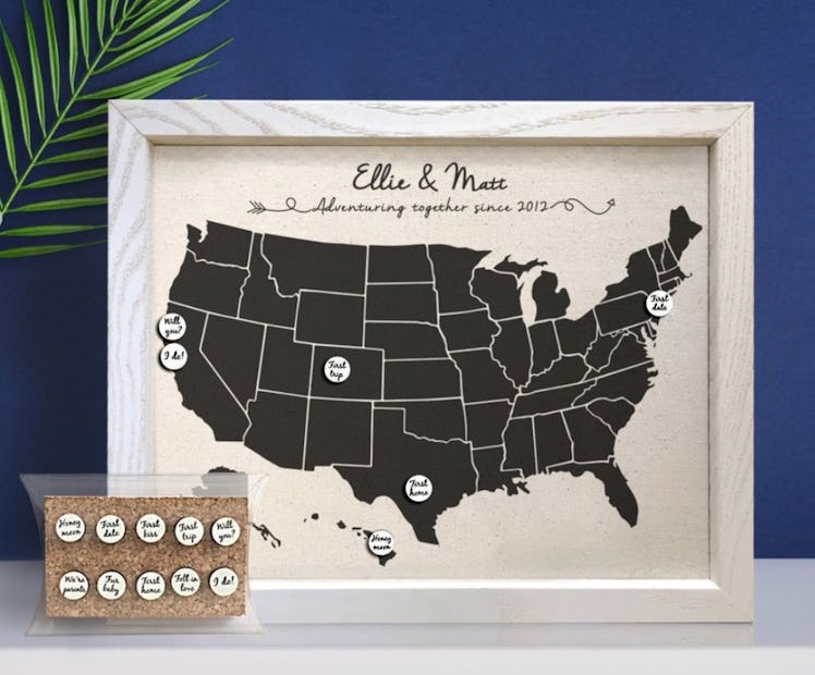 Cotton Map With Personalized Milestone Pins