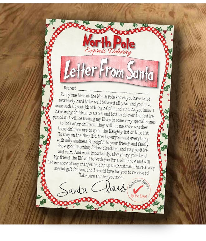 This Christmas letter from Santa can be delivered by your Elf on the Shelf.