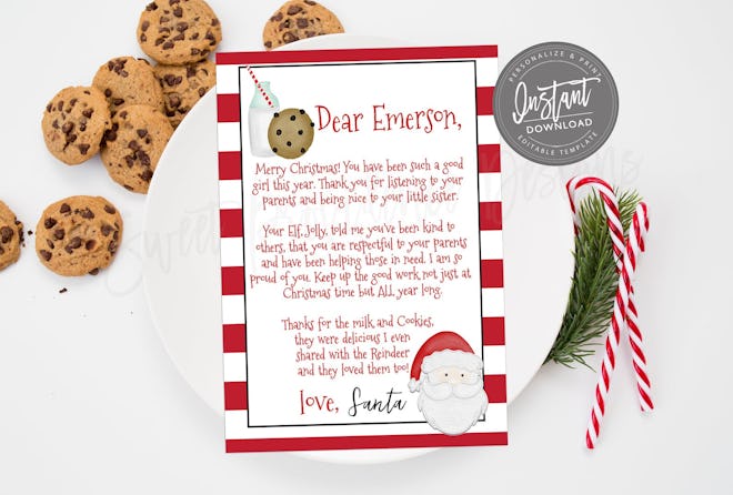 This personalized Christmas cookie letter is an Elf on the Shelf printable.