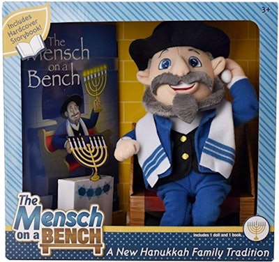 The Mensch on a Bench Hanukkah Decor with Hardcover Book and Removable Bench
