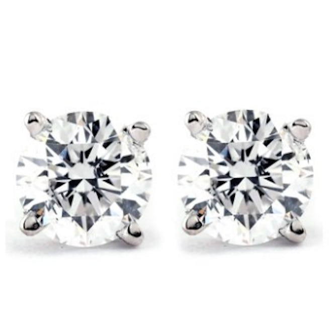 1/4 Carat Genuine Diamond Stud Earrings (I2-I3 Clarity, IJ Color) 14k White Gold