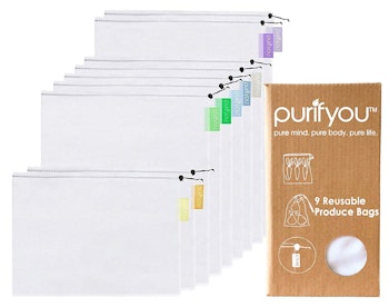 purifyou Reusable Mesh Produce Bags (9-Pack) 