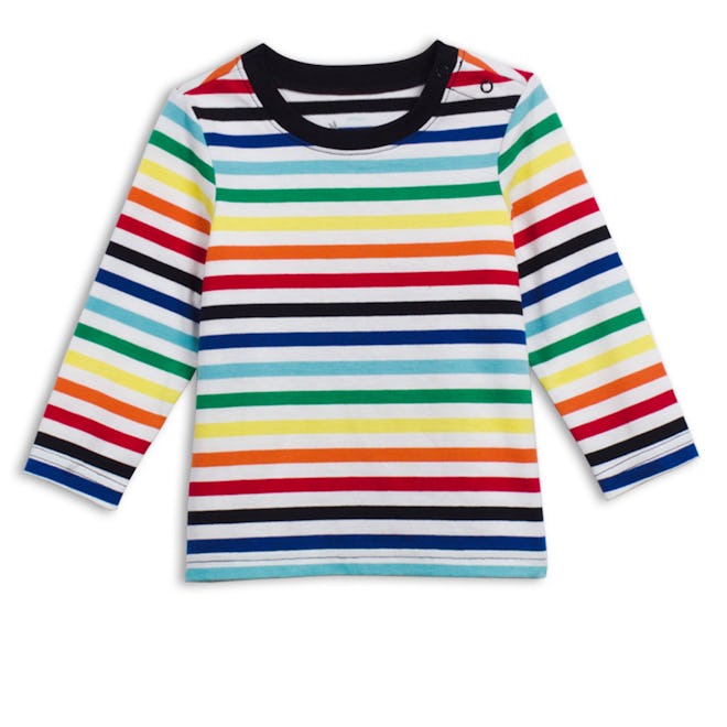 The Baby Stripe Long Sleeve Tee in 'Rainbow Ivory'