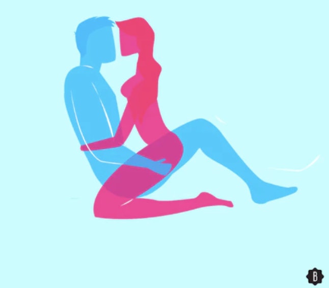 Drawing of woman on top sex position to try in bed in 2020. 