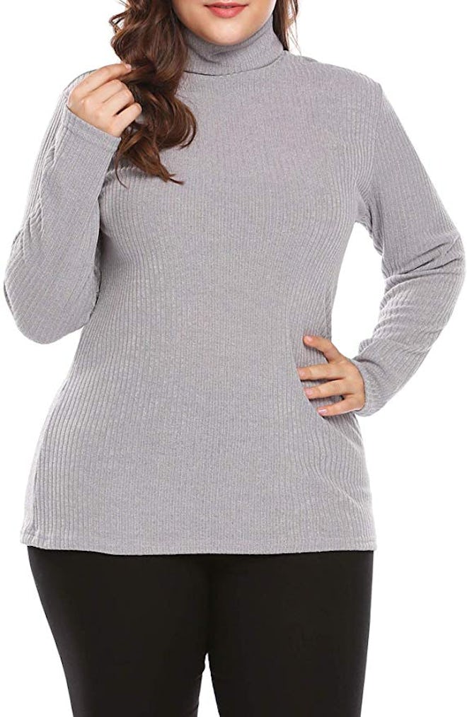 IN'VOLAND Women's Plus Size Sweaters Turtleneck Knit Pullover Sweater