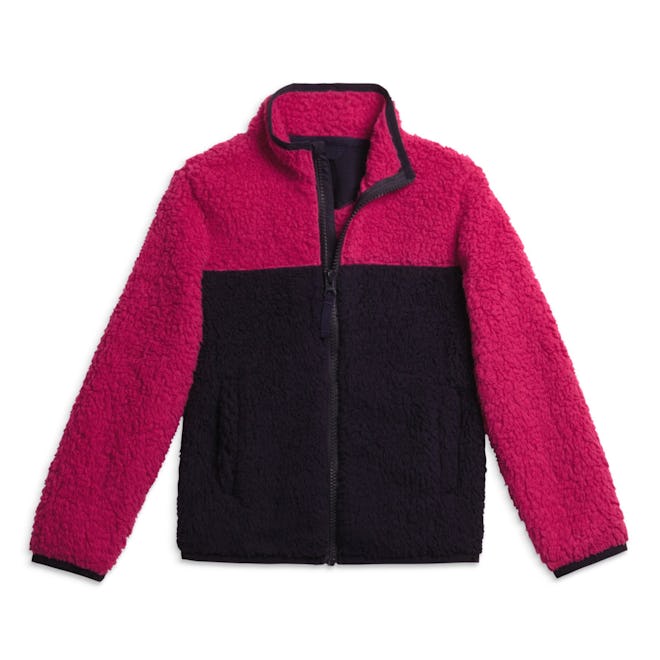 The Cozy Fleece Jacket in 'Navy/Raspberry'