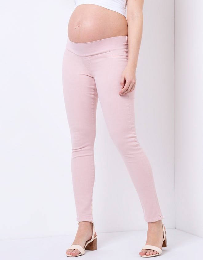 Blush Pink Skinny Maternity Jeans