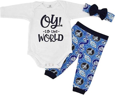 Unique Baby Girls Oy! to The World Hanukkah Layette Outfit Headband