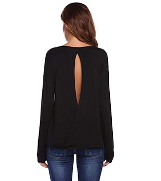 Zeagoo Women’s Long Sleeve Backless Blouse