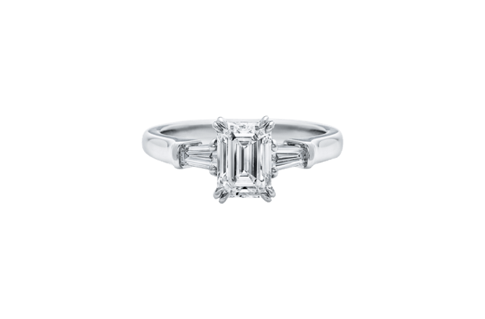Emerald-Cut Engagement Ring with Tapered Baguette Side Stones