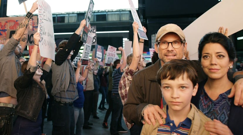 Elliot's three personalities, including Christian Slater as Mr. Robot in Mr. Robot