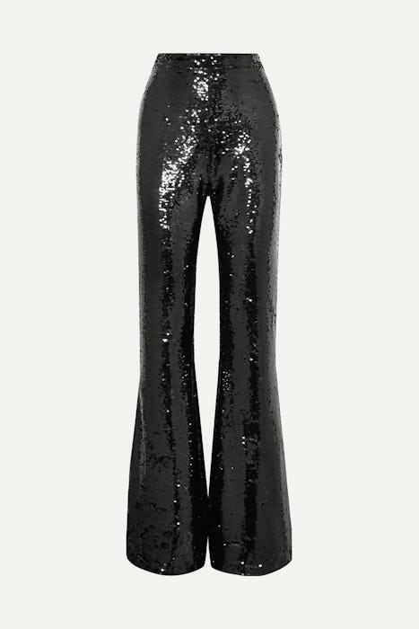 Sequin Silk Flared Pants