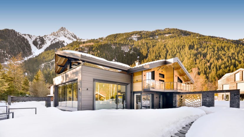 Chalet Dalmore  building in Chamonix, France covered with snow