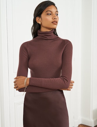 Burgundy Wool Ribbed Top