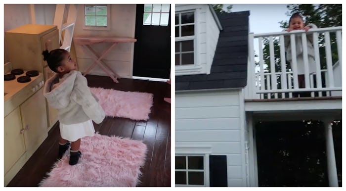 Stormi Jenner stands in her new toy mansion