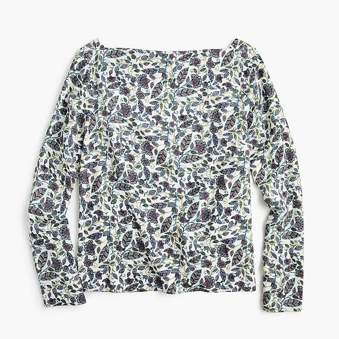 Drapey Boatneck Top In Floral