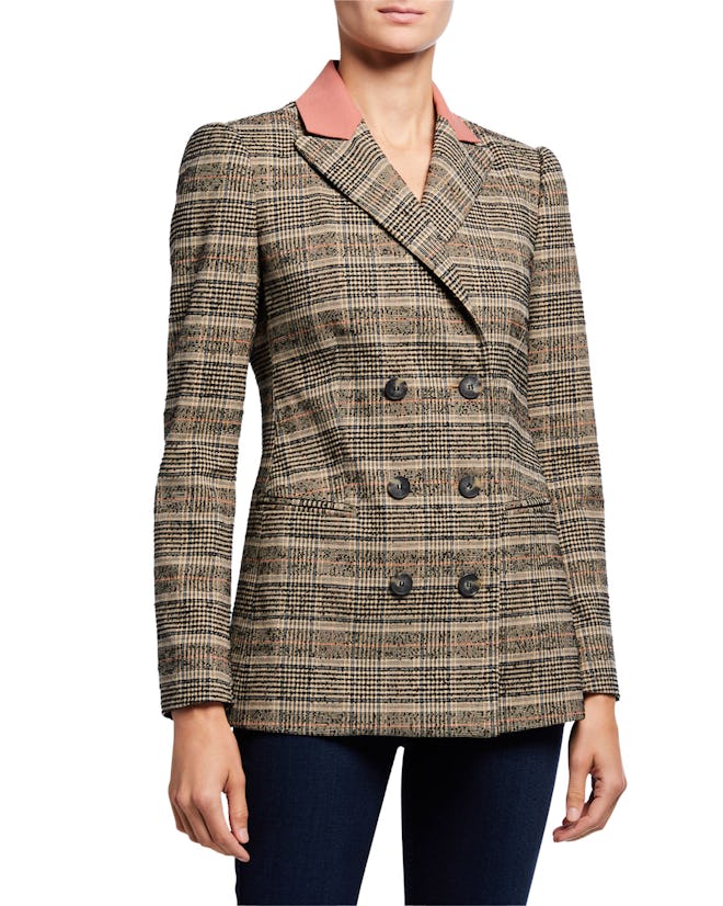 Boucle Plaid Double-Breasted Jacket