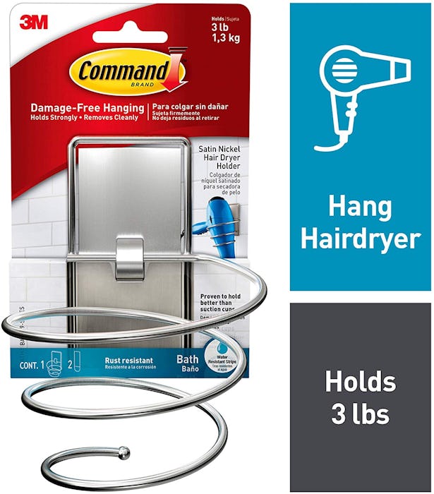 Command, Satin Nickel Hair Dryer Holder