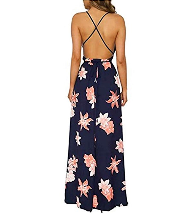 BerryGo Backless Floral Maxi Dress