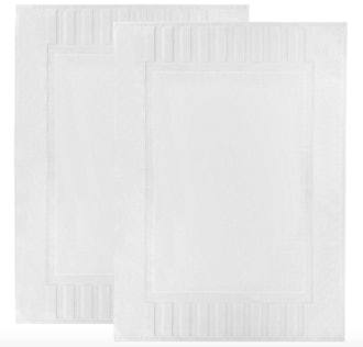 White Classic Luxury Bath Mat Floor Towel (Set of 2)