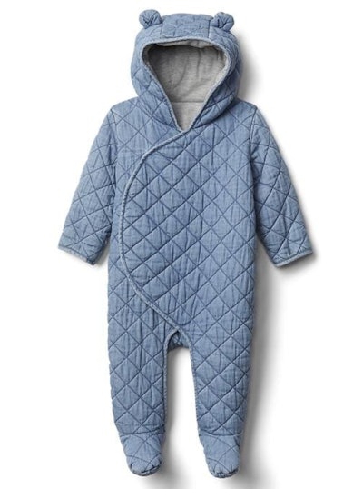 Baby Quilted Chambray Bear One-Piece