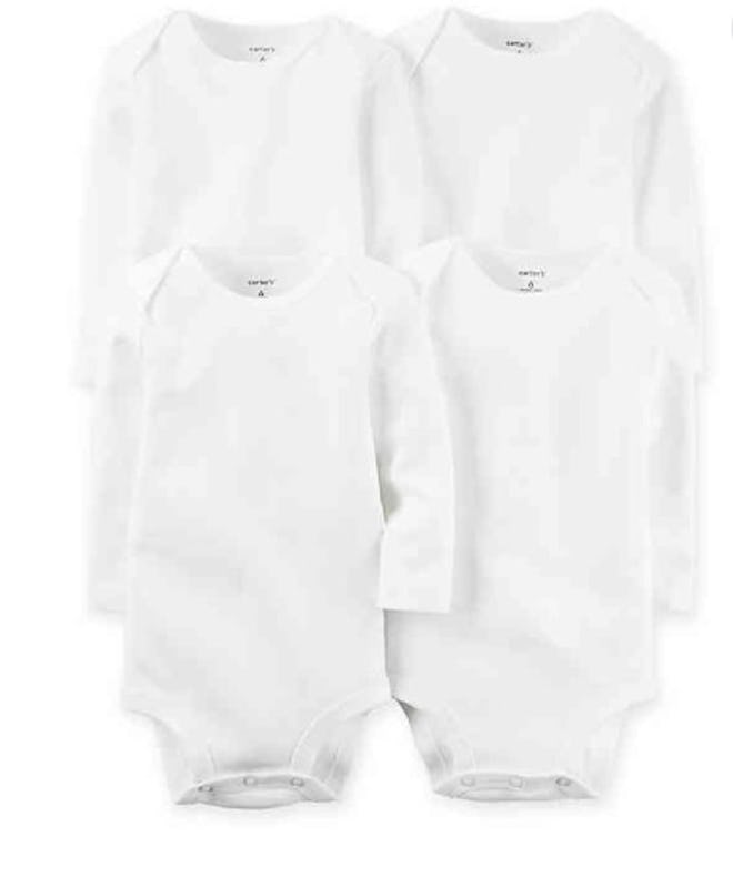 carter's 4-Pack White Long Sleeve Bodysuits