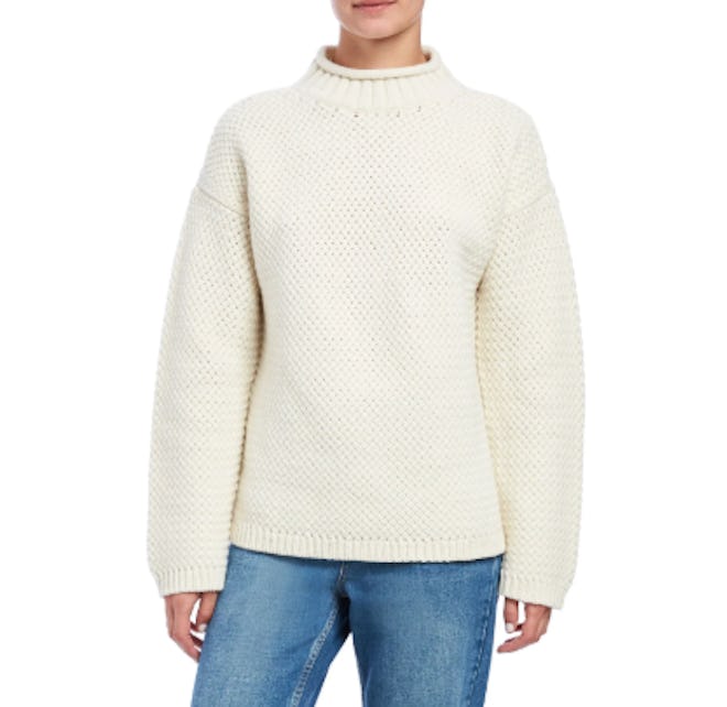 Basket Stitch Turtleneck Pullover Sweater