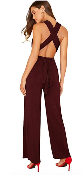 Verdusa Open Back Sleeveless Wide Leg Jumpsuit