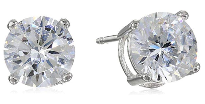 Amazon Essentials Plated Sterling Silver Cubic Zirconia Stud Earrings 