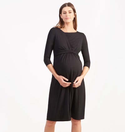 3/4 Sleeve Draped Maternity Dress