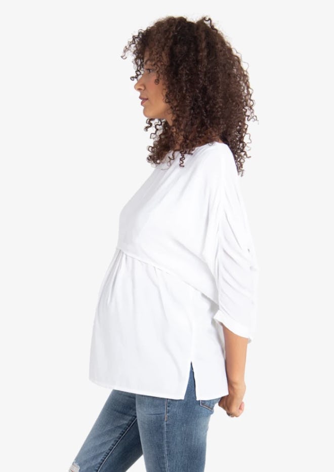 Double Layer Woven Top + Nursing in Bright White