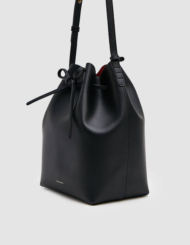 Vegetable Tanned Bucket Bag in Black/Flamma