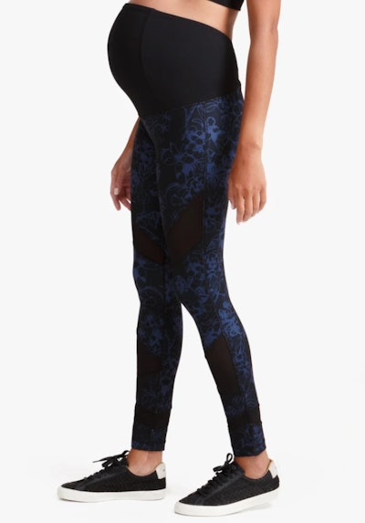 Printed Mesh Maternity Workout Legging Crossover Panel®