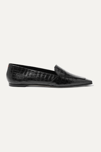 Glossed Croc-Effect Loafers