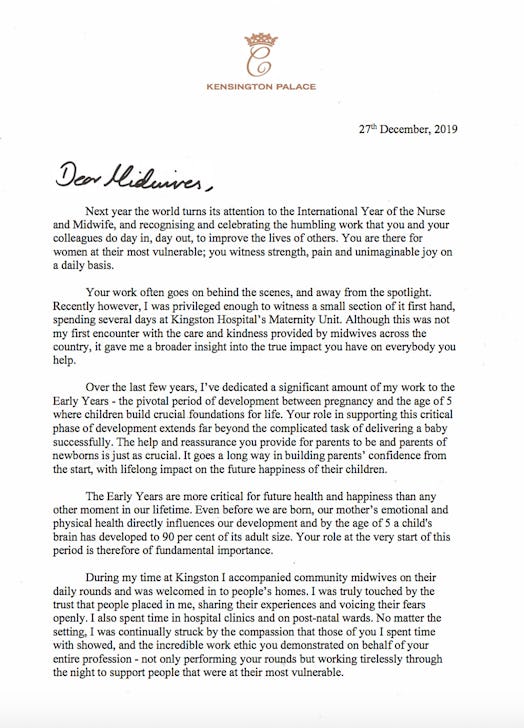 Kate Middleton’s Letter To Midwives was released by Kensington Palace, and it's one of the nicest th...