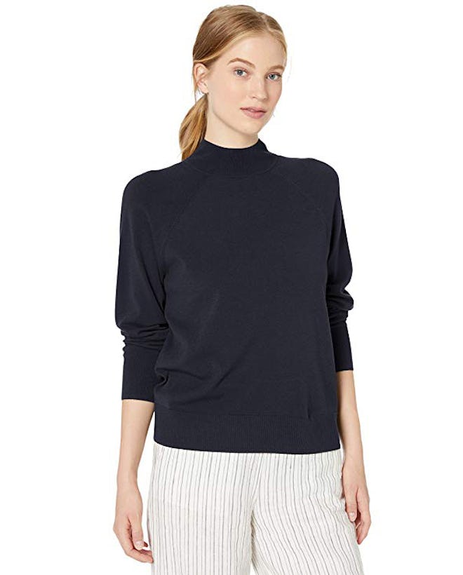 Daily Ritual Women's Stretch Ribbed Mockneck Pullover