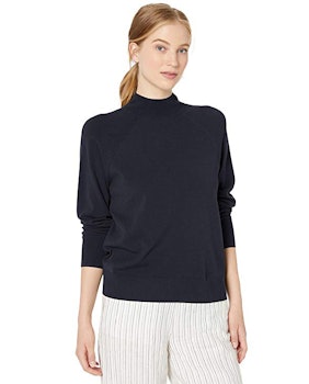 Daily Ritual Women's Stretch Ribbed Mockneck Pullover