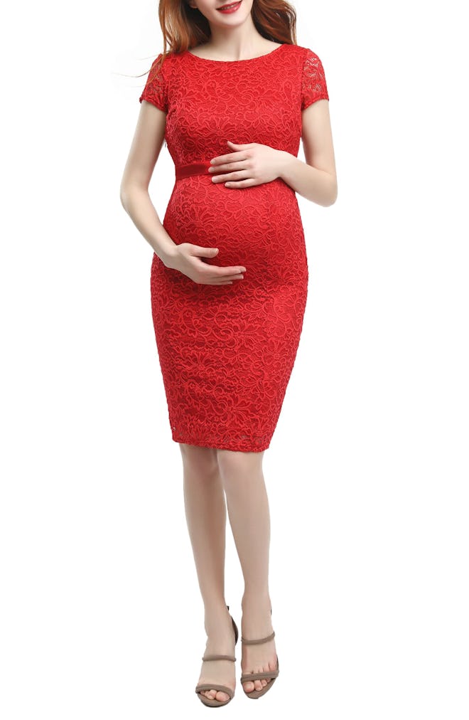 Kimi And Kai Nancy Stretch Lace Maternity Dress 